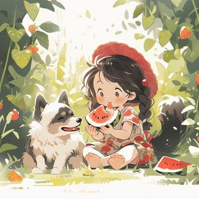 漫画吃瓜少女图片